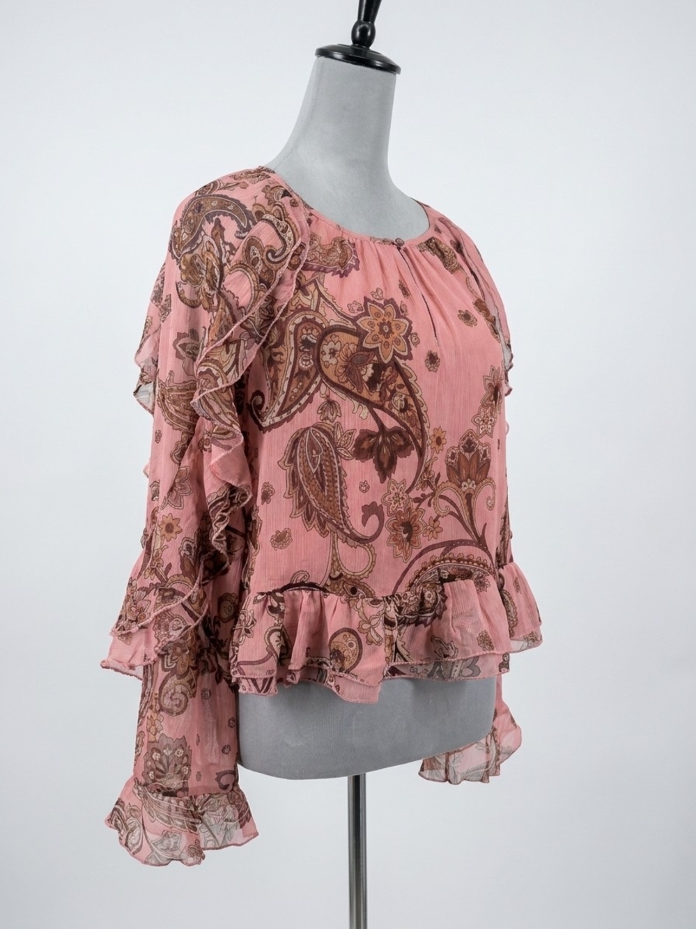 Jessica Simpson Pink Paisley Ruffle Blouse